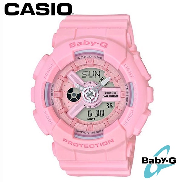 【CASIO】Baby-G  甜美粉紅雙顯電子女錶 BA-110-4A1 台灣卡西歐公司貨 保固一年