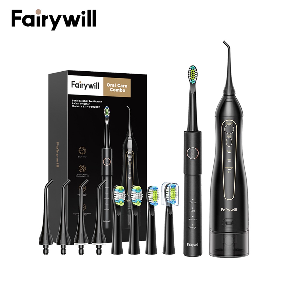 Fairywill 沖牙機 電動牙刷 組合 牙齒清潔器套裝 E11 5020E