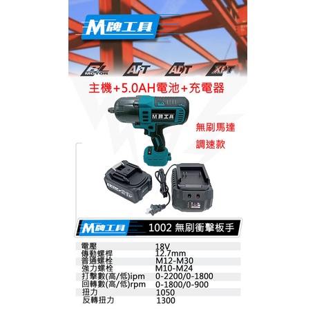 高雄工具王(三多店)全新 通用牧田 M牌工具 18V 無刷 衝擊12.7mm 4分板手 非 牧田 DT1002 套裝