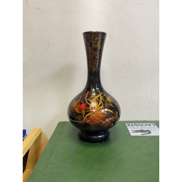 早期漆器水草魚系列花瓶 蝦皮購物