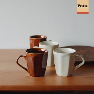 Pota. 法式棕白馬克杯 陶瓷咖啡杯拿鐵杯