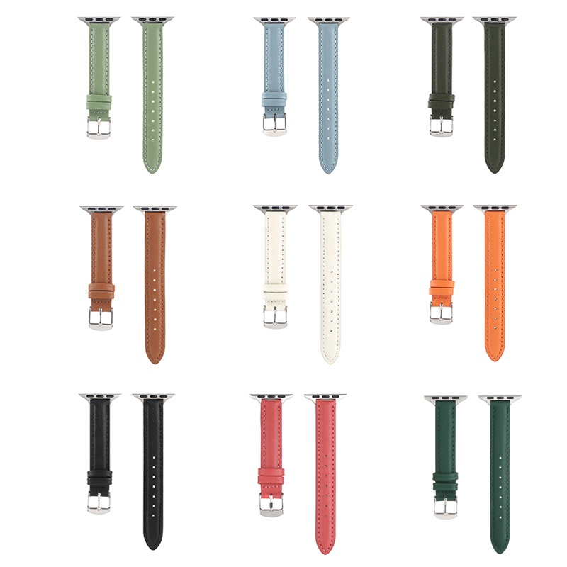 Apple Watch真皮質感錶帶 細版 小蠻腰皮革錶帶 7 4 5 6代 SE 45 41 44 40mm