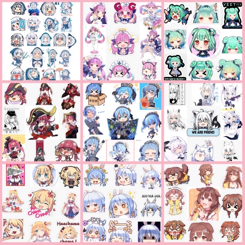 Hololive 貼紙照片與許多成員選擇 31-62 種不同的圖像/Vtuber Hololive 貼紙