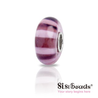 Sisibeads 純銀手鍊 適PANDORA潘朵拉SOUFEEL Beads 純銀珠飾 彩繪琉璃 紫白條紋 全新代購