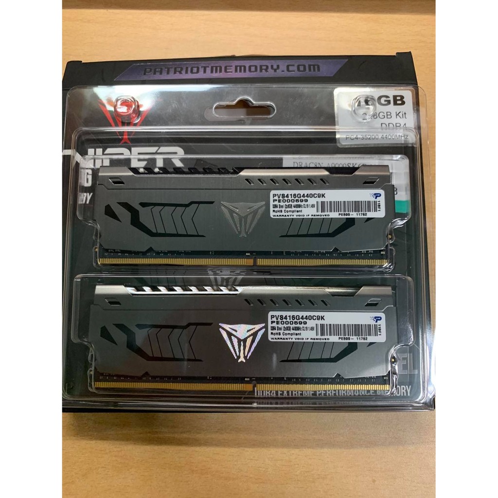 博帝Patriot Viper STEEL DDR4-4400 8G*2 頂級桌上型記憶體