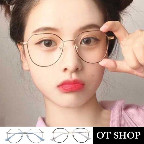 Ot Shop 現貨 平光眼鏡不規則多邊形金屬眼鏡眼鏡框文青復古網美穿搭眼鏡配件顯小臉u104 蝦皮購物