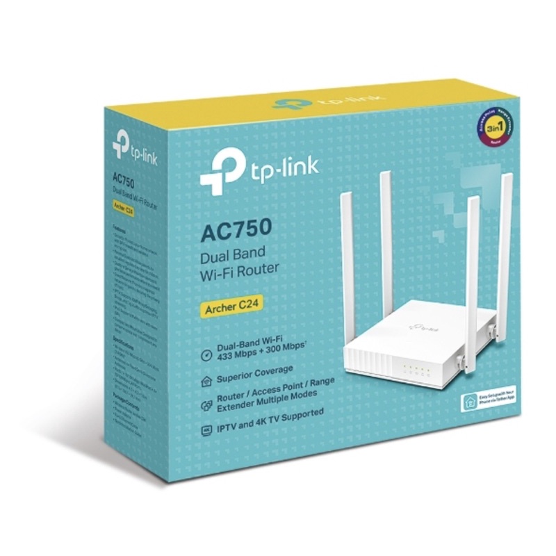 (文仔雜貨店）近乎全新Tplink- Archer c24 AC750無線WiFi雙頻分享器