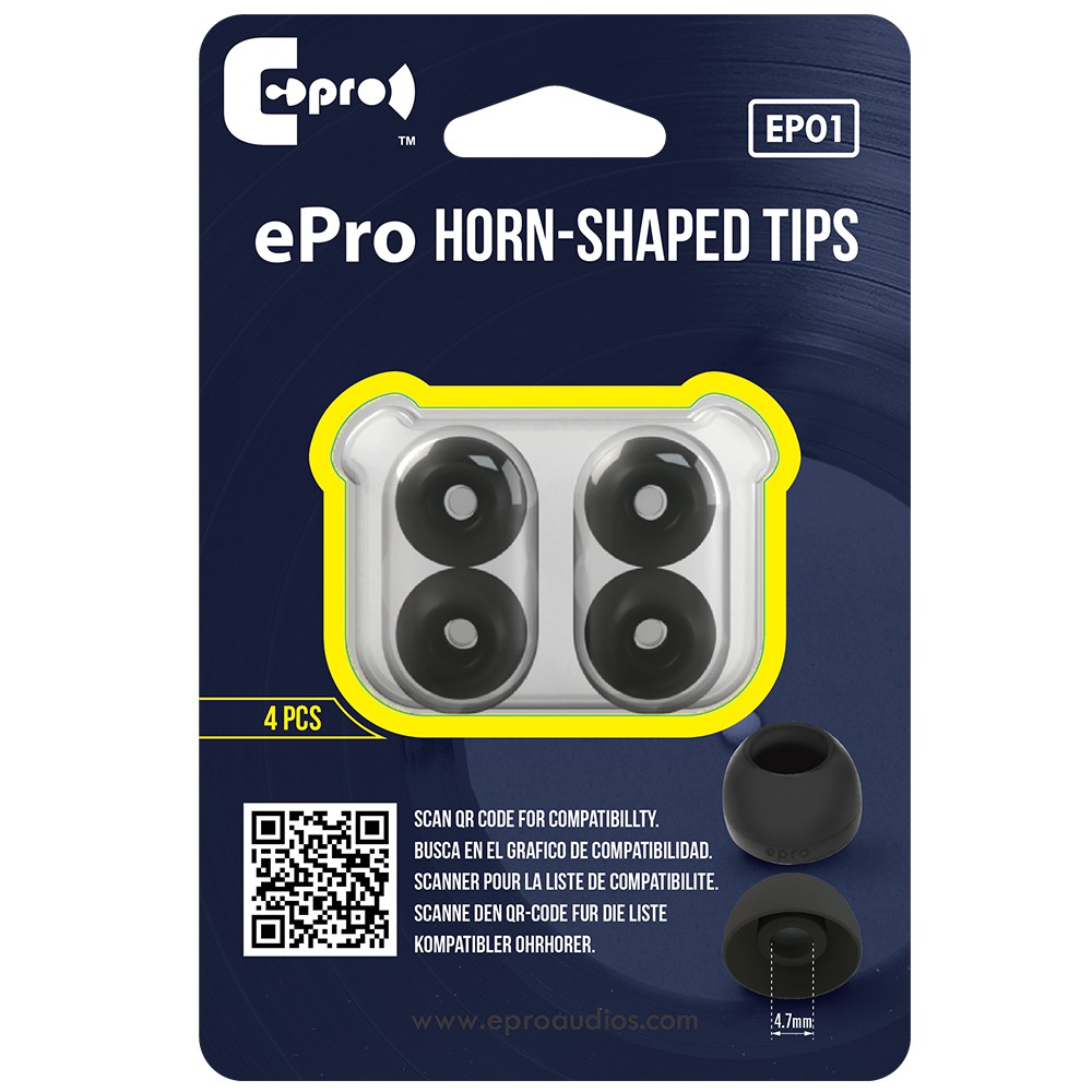 ePro 耳機替換耳塞 專利Horn-Shaped Ear Tips EP01(4.7mm) 單一尺寸4入裝 S/M/L