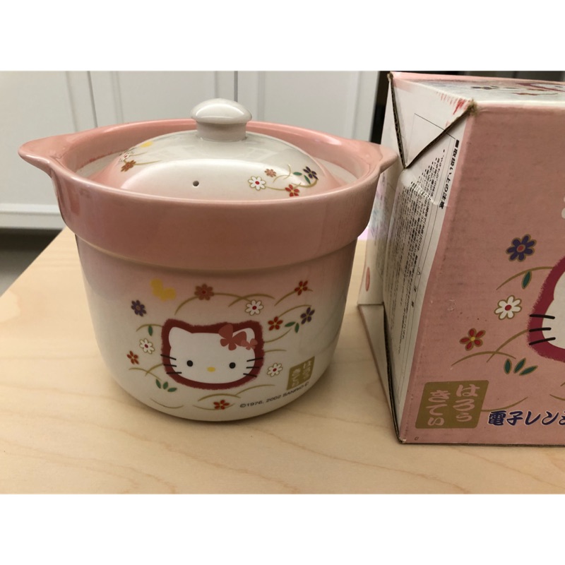 日本帶回 Hello kitty微波爐專用煮飯鍋 煮飯器+爆米花盤+坐墊