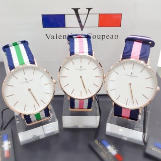 ✨ Valentino 範倫鐵諾 休閒時尚玫瑰金帆布手錶 防水 三色可選
