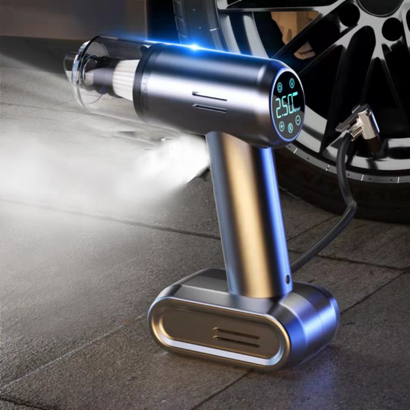 【山水小舖】新款四合一手持無線電動輪胎充氣泵 LED照明  車用吸塵器 ❨台灣現貨❩