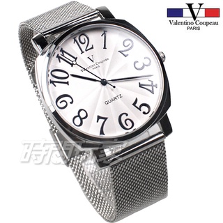 valentino coupeau范倫鐵諾 V61601M白大 方圓數字時尚錶 米蘭帶 防水手錶 白色 男錶【時間玩家】