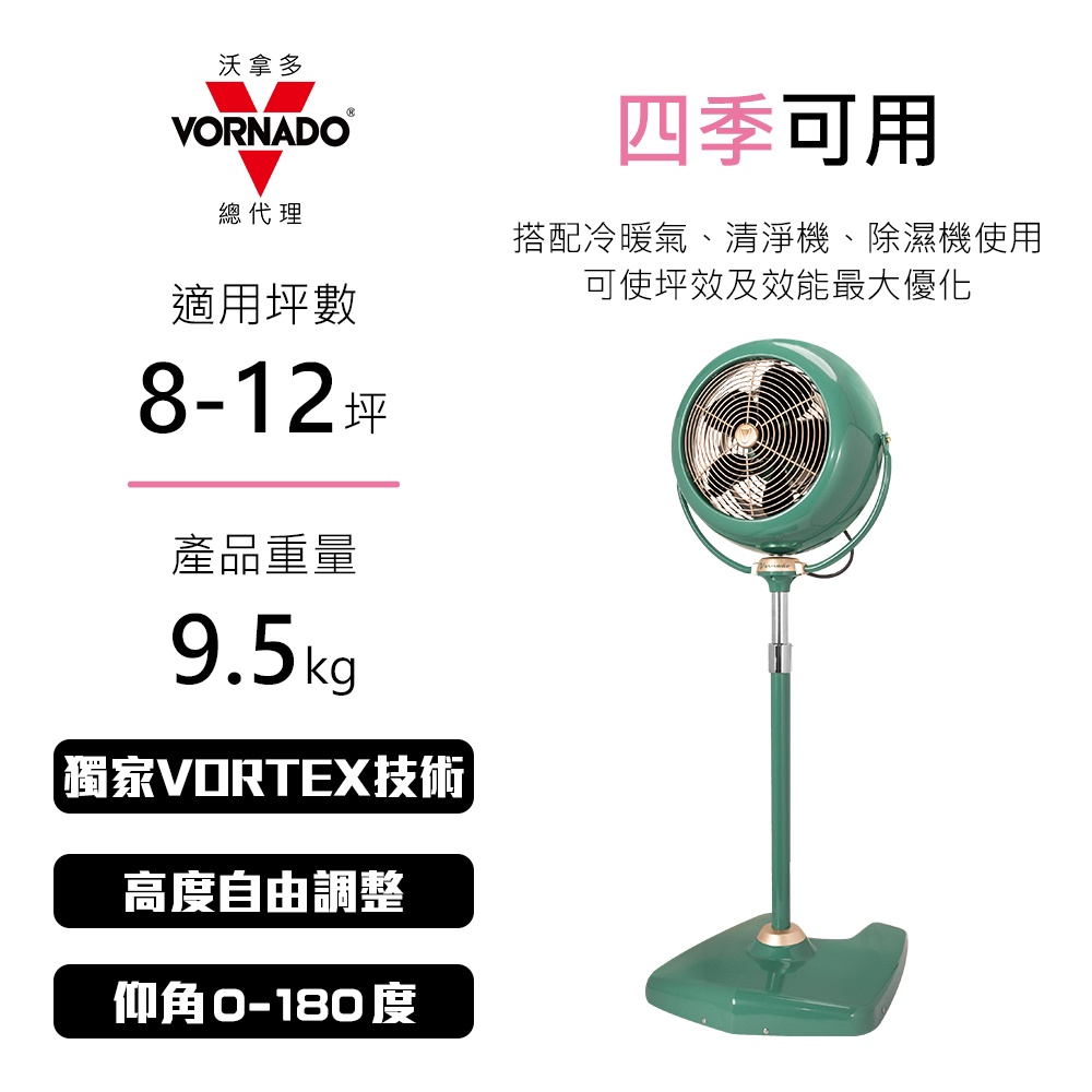 美國VORNADO沃拿多 8-12坪用 經典高腳復古扇 VF20PED-TW