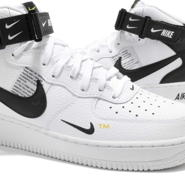 black and white air force ones mid