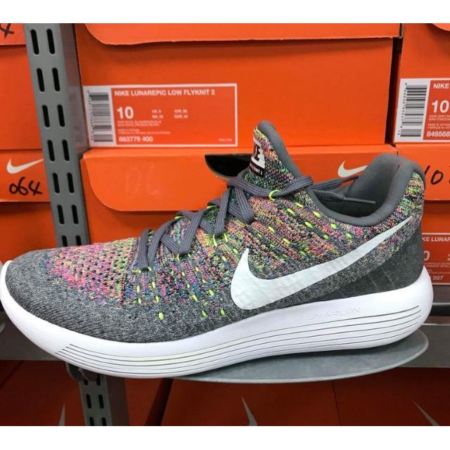 Nike Lunarepic low flyknit 2 慢跑鞋 彩虹灰 us10