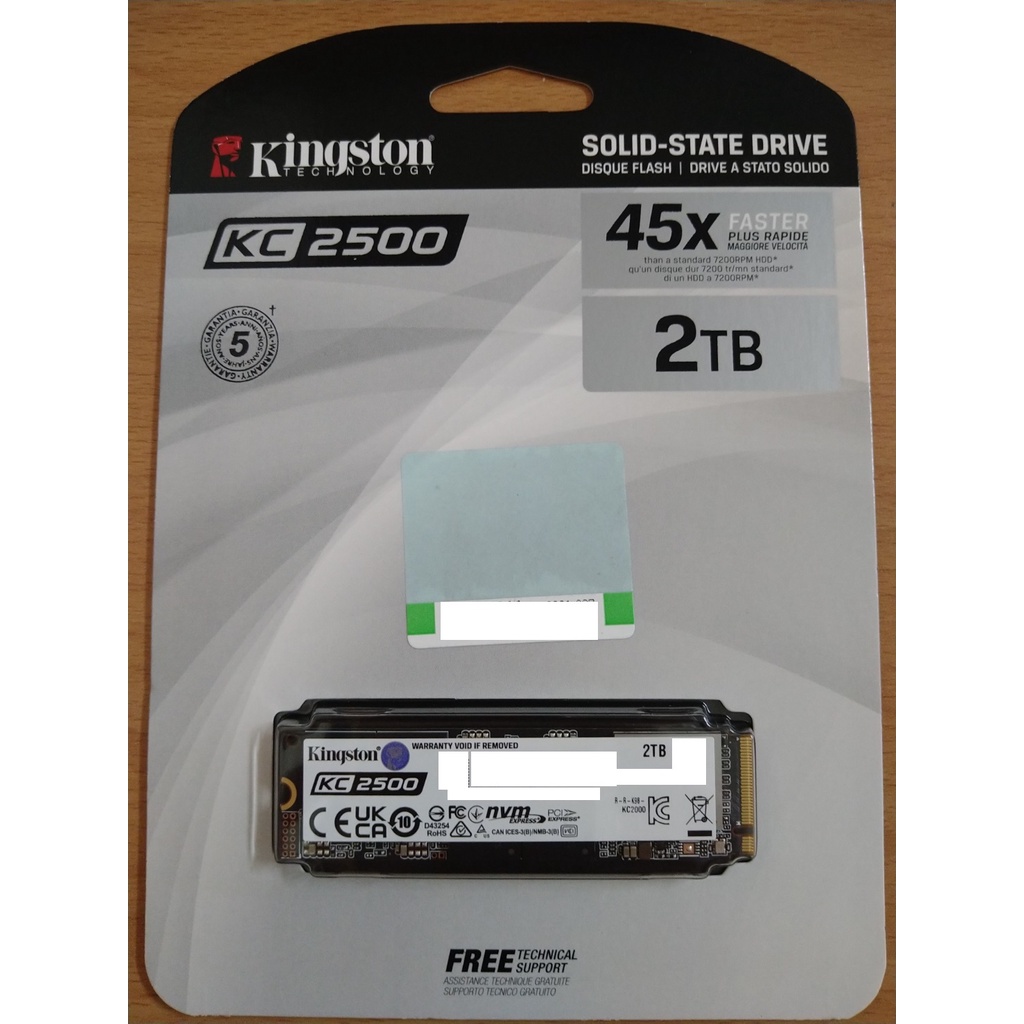 [全新未拆]金士頓 KC2500 2TB/M.2 2280 PCIe Gen3x4