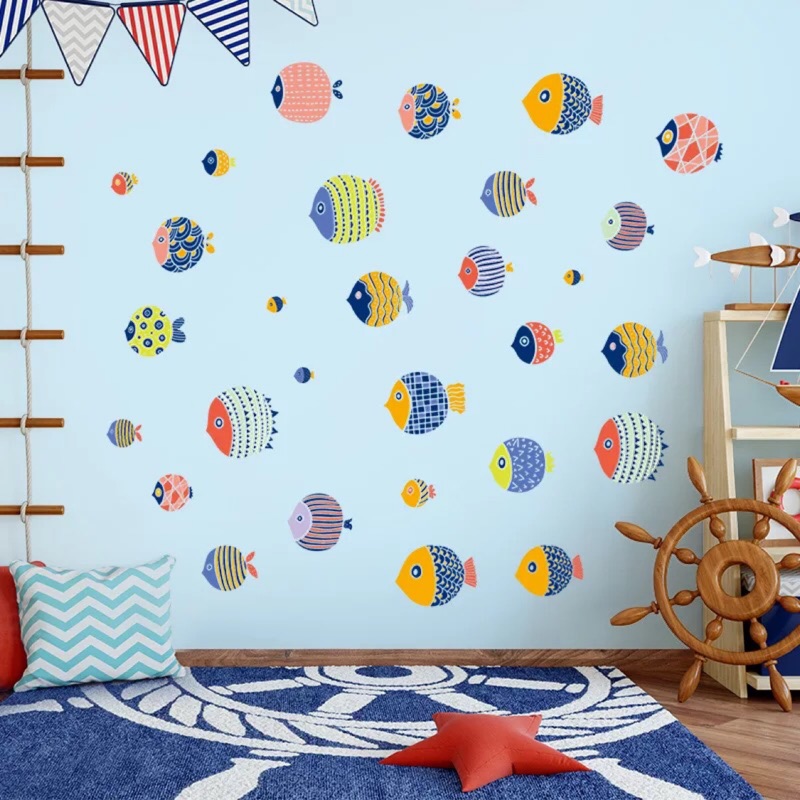 游泳的魚壁貼可移除牆貼客廳臥室裝飾貼創意貼jm93 壁貼牆貼壁紙修飾貼客廳貼 蝦皮購物