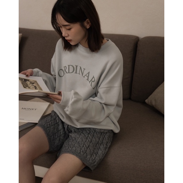 MEIER.Q PROJECT.M 日常舒適標語內刷毛大學TEE 霧灰M