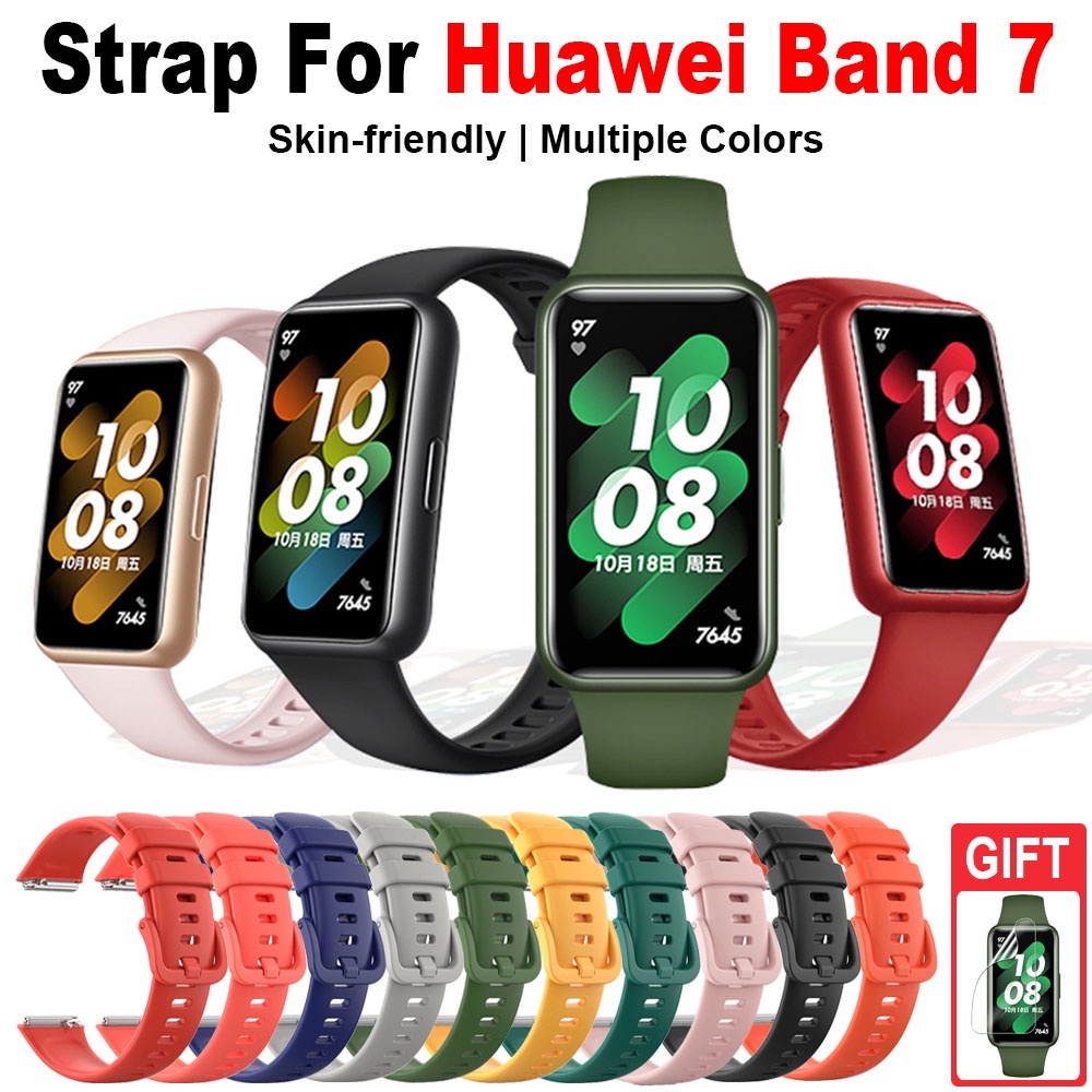 適用於華為手環7 錶帶 矽膠錶帶 Huawei Band 7 純色錶帶 替換錶帶