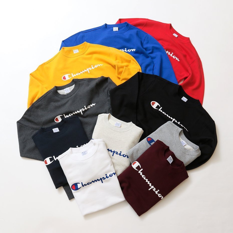 CHAMPION BASIC LOGO 純棉 草寫LOGO 大學T 衛衣 毛巾底【C3-H004】