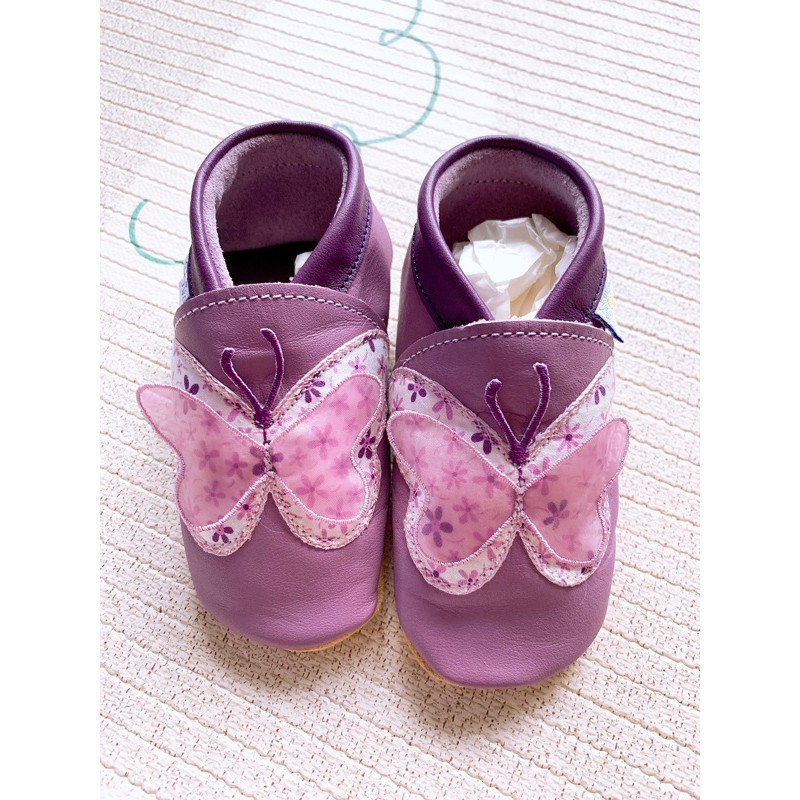 全新英國牌Daisy roots紫色蝴蝶手工鞋13公分