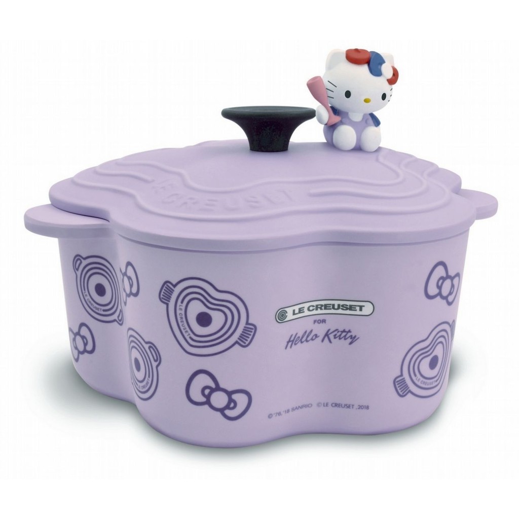711 LE CREUSET 台灣 HELLO KITTY 鑄鐵鍋造型餐具 紫色款 蝦皮購物