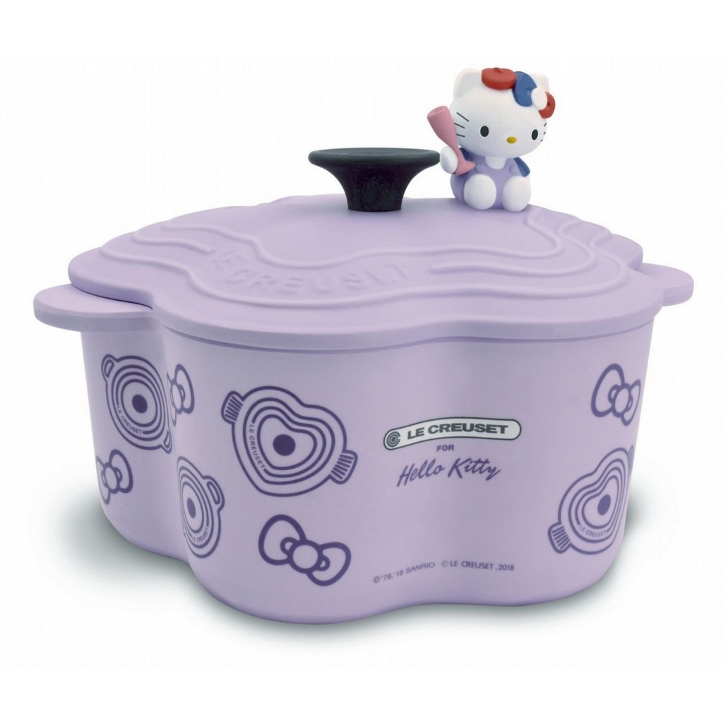 7-11 LE CREUSET 台灣 HELLO KITTY 鑄鐵鍋造型餐具 紫色款