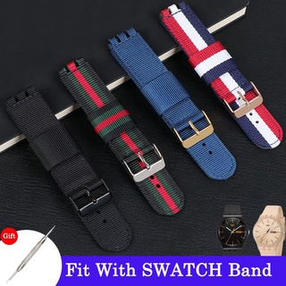 適用於斯沃琪SWATCH代用錶帶 尼龍帆布手錶帶17mm 19mm 20mm手錶手鍊 替換錶帶