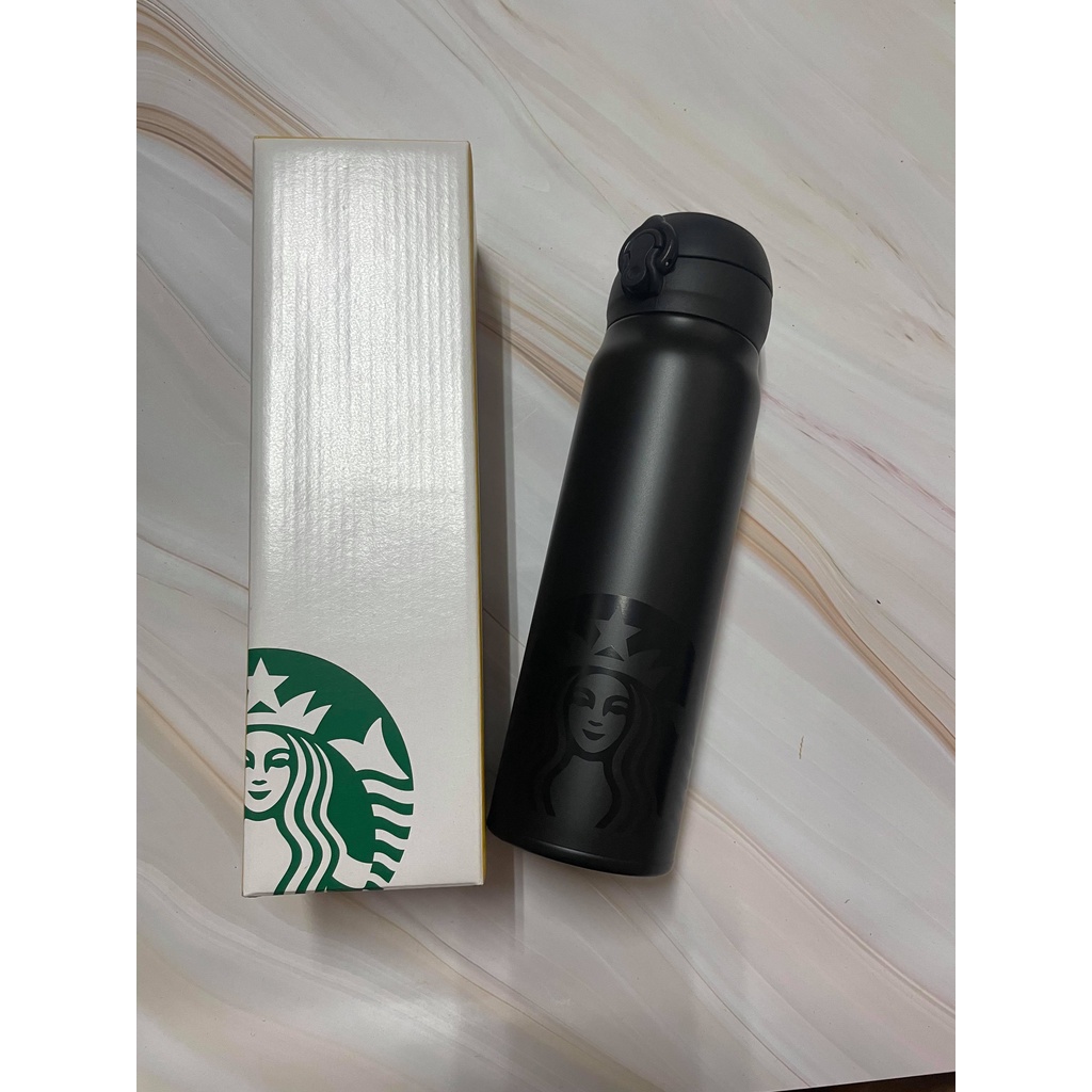 【杯子】STARBUCKS-女神膳魔師保溫瓶600ml(黑)-全新