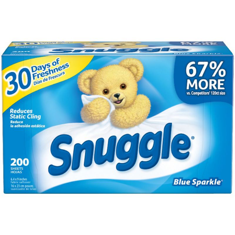 美國原裝熊寶貝 snuggle 烘衣紙 芳香紙 除靜電 衣物除皺 200pcs大包裝