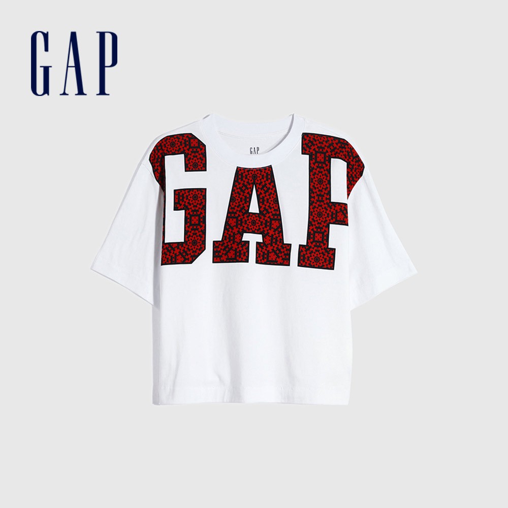 Gap 女裝 Logo寬鬆圓領短袖T恤-白色(655702)