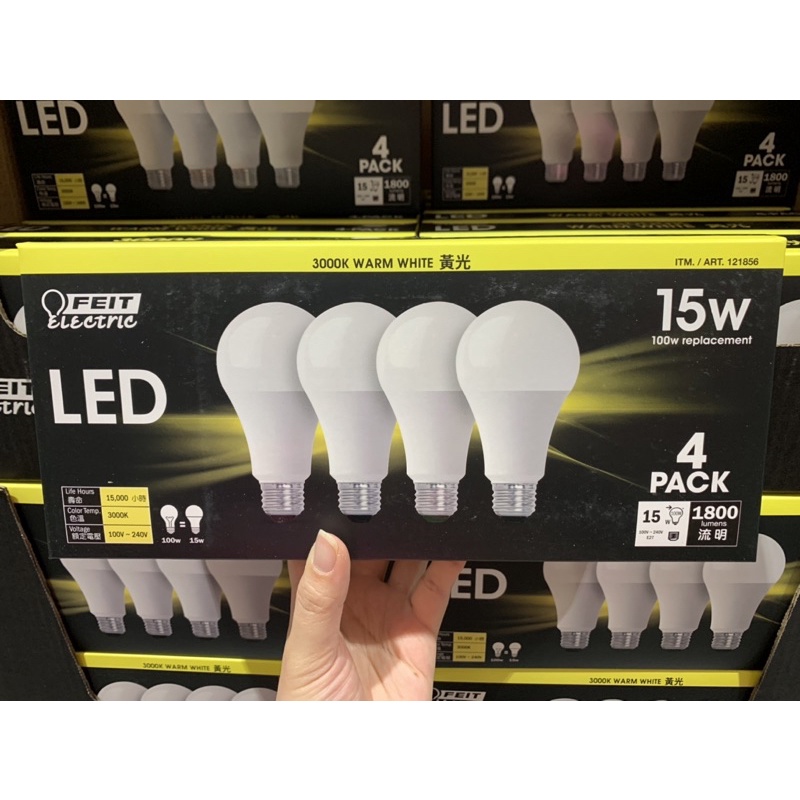 FEIT Electric 15W LED球泡燈 黃光 4入 好市多代購