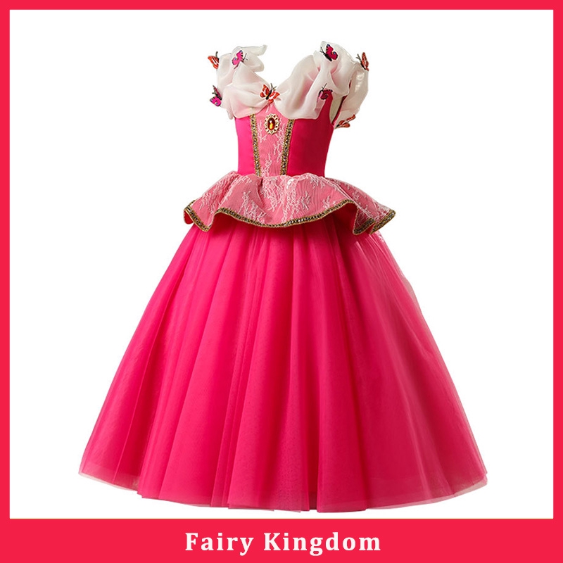 兒童女孩公主服裝連衣裙迪士尼童話裝扮灰姑娘極光
