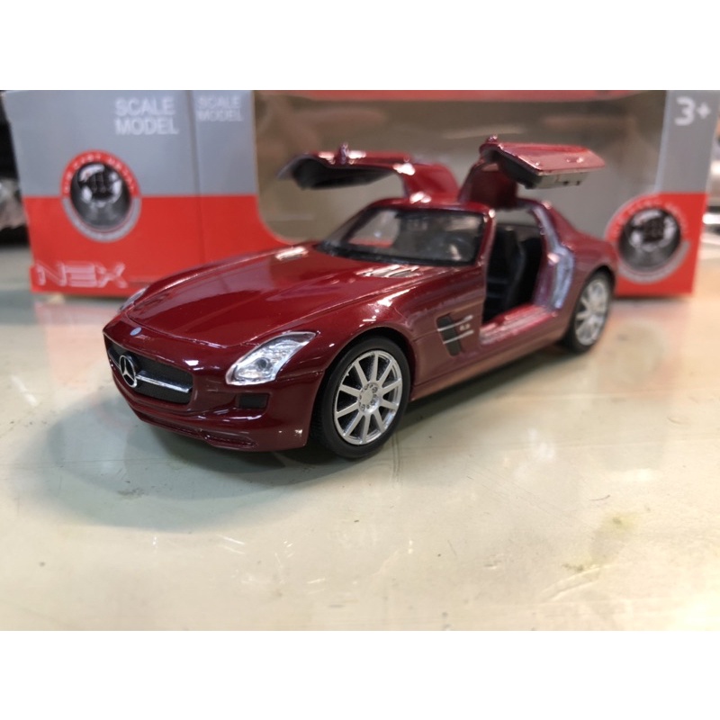 1:43賓士Benz SLS AMG歐翼門 Welly合金模型車