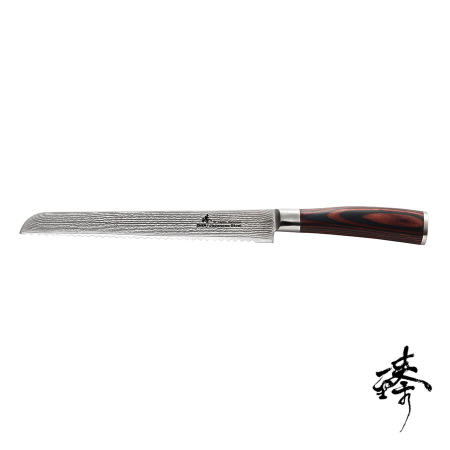 《Zhen 臻》240mm (VG10)鋼  麵包刀 (吐司刀) - 黑檀木柄 ~ 日本進口67層大馬士革鋼