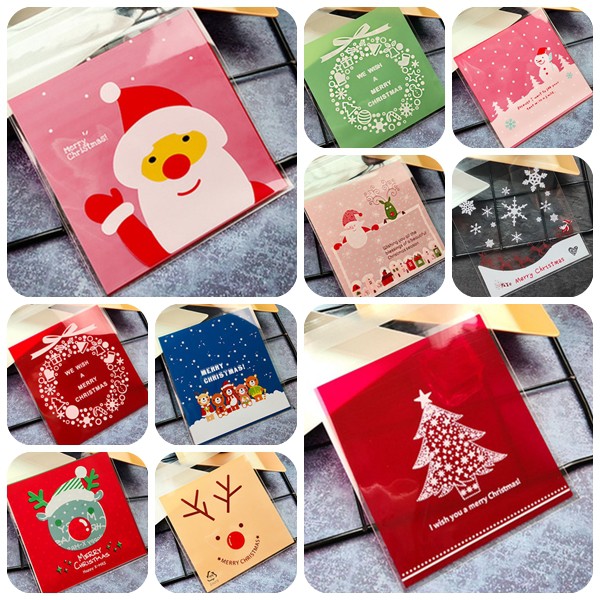 一包100張/聖誕節糖果袋/糖果包裝袋/餅乾糖果烘焙袋/糖果包/包裝袋/聖誕自黏貼袋/新年禮物包/禮物袋/diy