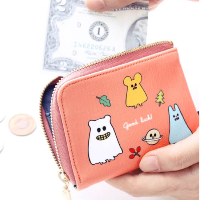 韓國 GMZ ghost pop 幽靈波普L型拉鍊卡夾零錢包