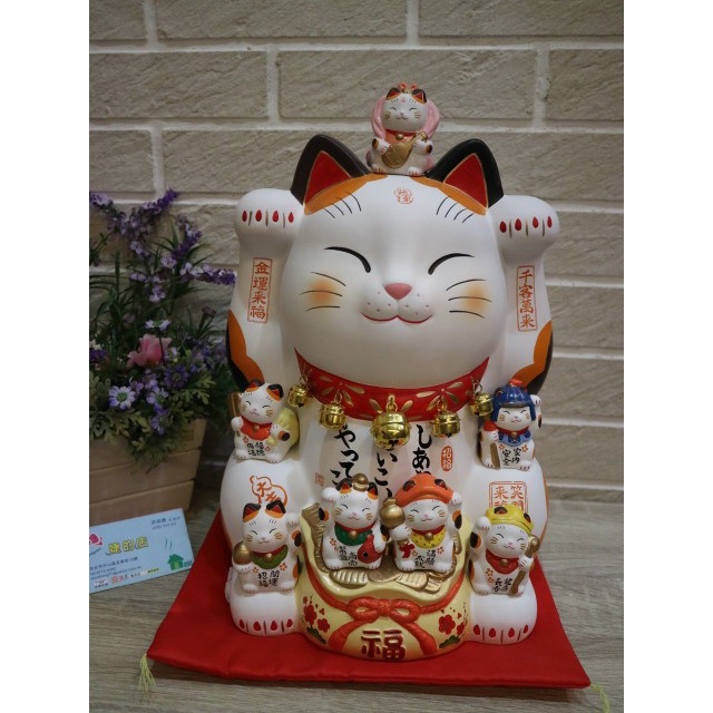 婕的店日本精品 日本帶回 藥師窯 七福神招財猫12号 35cm 蝦皮購物