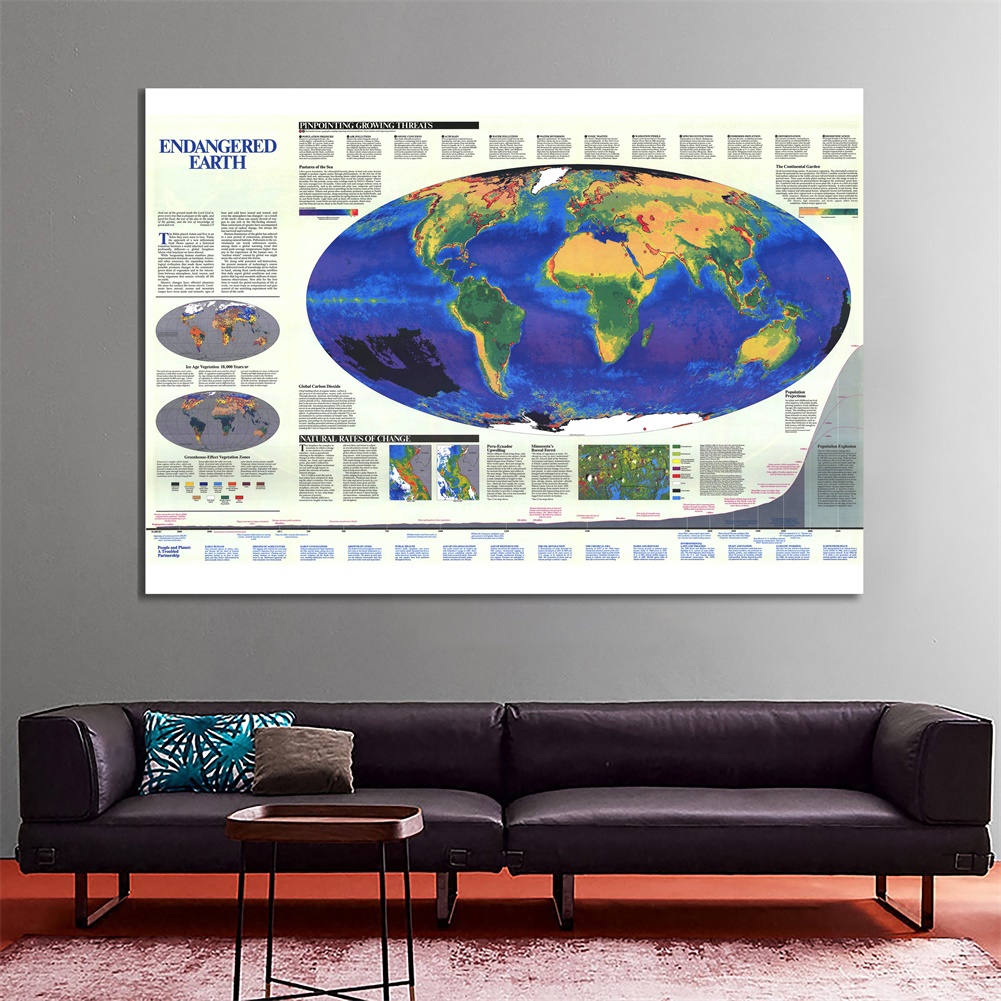 #BEST# 新奇世界地圖(瀕危地球)-地圖海報壁掛掛毯背景布印刷牆壁裝飾