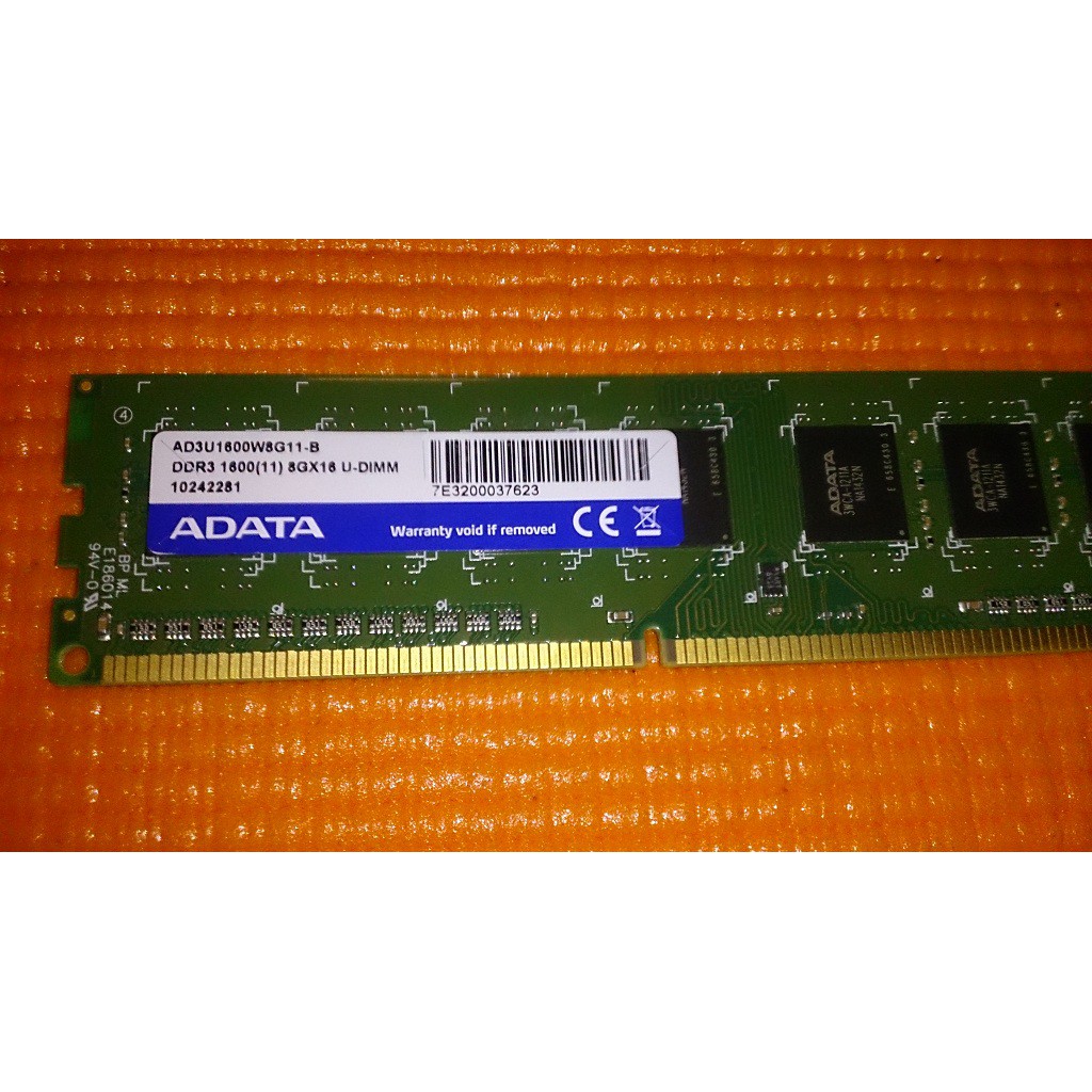 ADATA 威剛 DDR3 8G 1600 記憶體  , 功能 正常