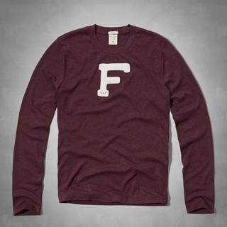 美國百分百【Abercrombie & Fitch】T恤 AF 長袖 T-shirt 麋鹿 大F 酒紅 特價 F813