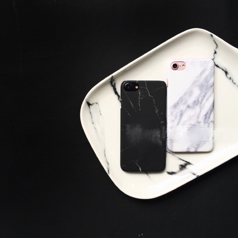 歐美簡約質感白大理石紋 蘋果 手機殼iPhone6s Plus iPhone7 Plus磨砂硬殼 買殼送手機螢幕保護貼