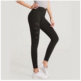 SPORT PRO V型高腰網紗拼接九分瑜伽/運動/緊身機能褲 官網價$980