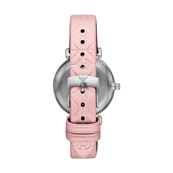 【Emporio Armani】優雅知性時尚粉色真皮腕錶-香檳粉/AR11205/台灣總代理公司貨享兩年保固