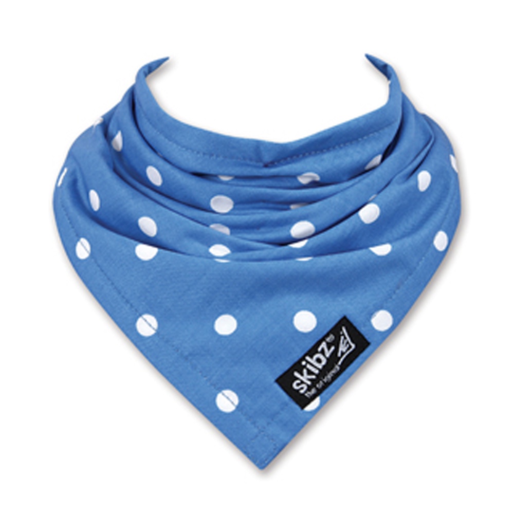 英國Skibz 時尚經典純棉領巾 點點系列 藍色點點