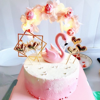 【當日出貨～在台現貨】_🎂_PC152【粉紅花朵浪漫蛋糕拱門裝飾】生日蛋糕裝飾/烘焙裝飾/粉花朵蛋糕插旗