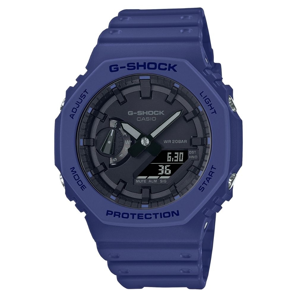 CASIO 卡西歐 G-SHOCK 限量迷彩 雙顯電子錶 藍色 GA-2100-2A