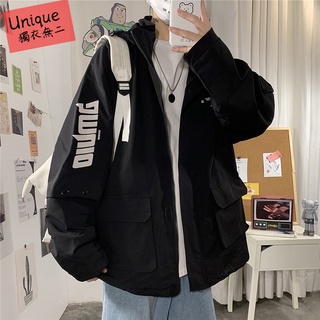 👉獨衣無二👈 兩色入 M-2XL 男生外套冬天 連帽外套 工裝外套 男生外套 韓版潮流INS風大口袋休閒寬鬆風衣外套