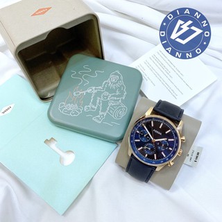 免運 帝安諾-實體店面 FOSSIL 手錶 時尚 簡約 皮錶帶 三眼 三環 湛藍 玫瑰金 BQ2449