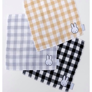 ˙ＴＯＭＡＴＯ生活雜鋪˙日本進口雜貨人氣北歐風Miffy米菲兔雙色格紋貼布編織圖紋純棉紗布手帕(預購)